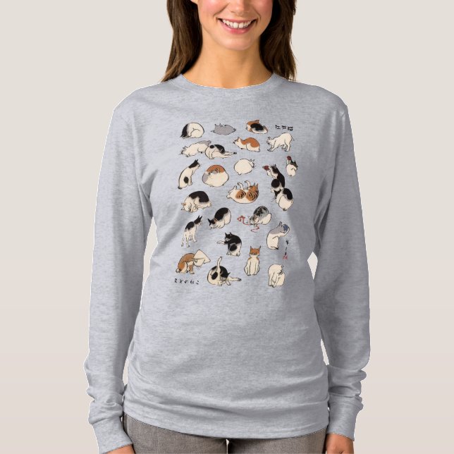 Japanese Cats, Hiroshige, Ukiyo-e T-Shirt (Front)