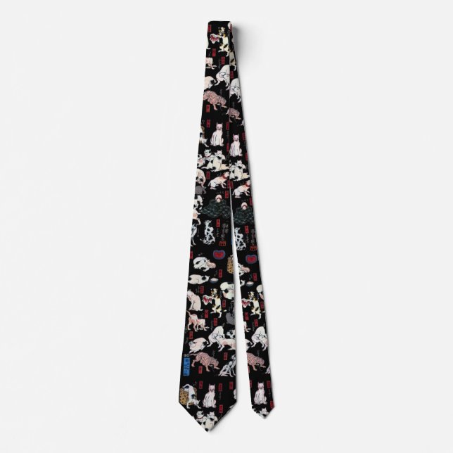 Japanese Cats, Kuniyoshi, Ukiyo-e Tie (Front)