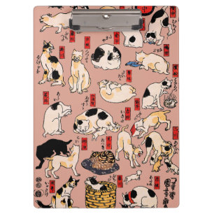 Japanese Cats Ukiyo-e Art Funny Clipboard