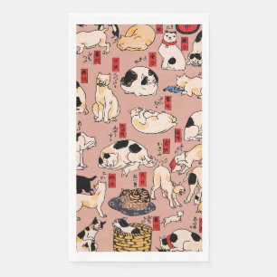 Japanese Cats Ukiyo-e Art Funny Napkin