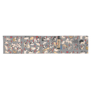 Japanese Cats Ukiyo-e Art Funny Short Table Runner