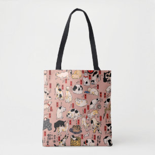 Japanese Cats Ukiyo-e Art Funny Tote Bag