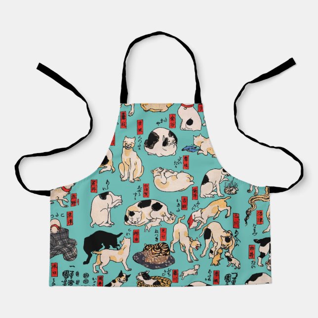 japanese cats Ukiyo-e Funny kitty Apron (Front)