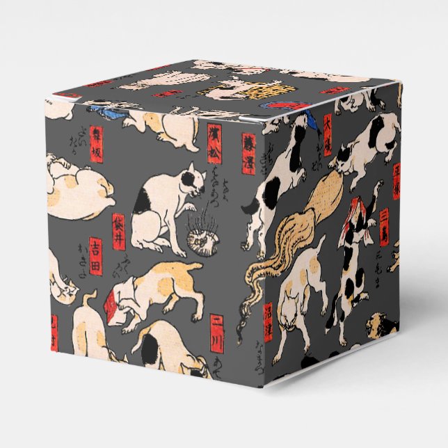 japanese cats Ukiyo-e Funny kitty Favour Box (Front Side)