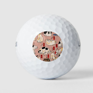 japanese cats Ukiyo-e Funny kitty Golf Balls