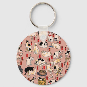 japanese cats Ukiyo-e Funny kitty Key Ring