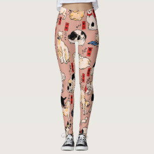 japanese cats Ukiyo-e Funny kitty Leggings