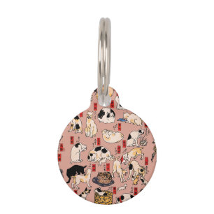 japanese cats Ukiyo-e Funny kitty Pet Tag