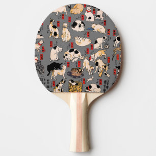 japanese cats Ukiyo-e Funny kitty Ping Pong Paddle