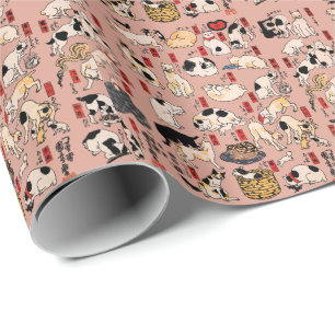 japanese cats Ukiyo-e Funny kitty Wrapping Paper