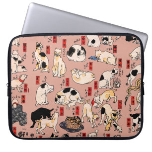 Japanese Cats Woodblock ukiyo-e Vintage Kitty Laptop Sleeve