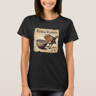 Japanese Cave Art Noodles Lover Wildlife Robin Ram T-Shirt