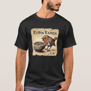Japanese Cave Art Noodles Lover Wildlife Robin Ram T-Shirt