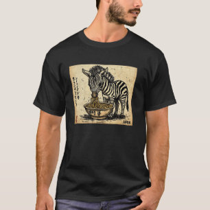 Japanese Cave Art Noodles Lover Wildlife Zebra Ram T-Shirt