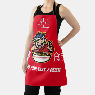 Japanese Character Eating Noodles Apron