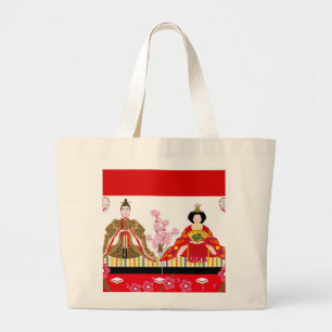 Japanese charm∣hina dolls – celebration of girls' large tote bag