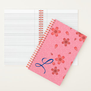 Japanese Cherry Blossom and Wave Pattern Notebook