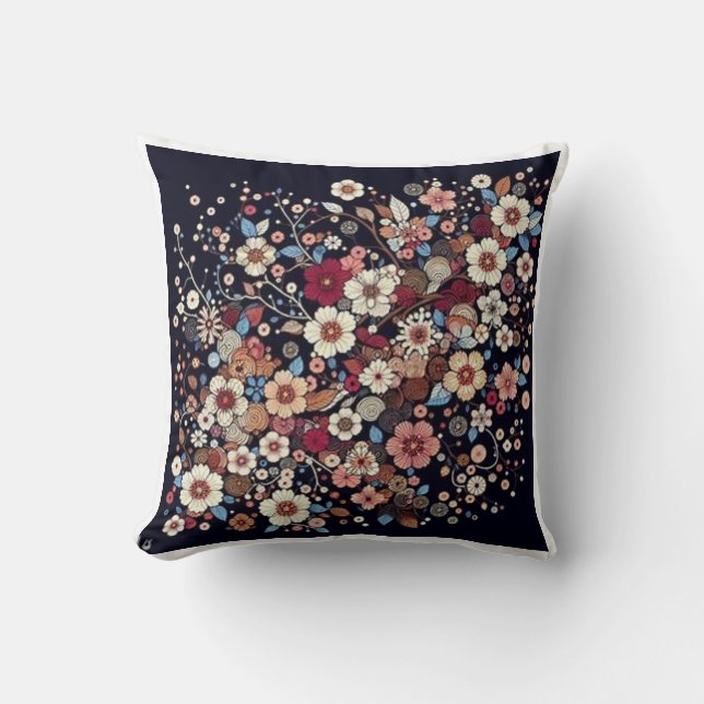 Japanese cherry blossom branches pattern cushion (Front)