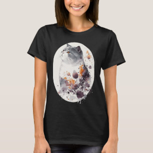 Japanese Cherry Blossom British Shorthair Cat Saku T-Shirt