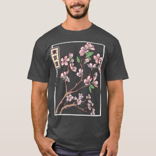 Japanese Cherry Blossom Drawn Flower Minimalistic T-Shirt