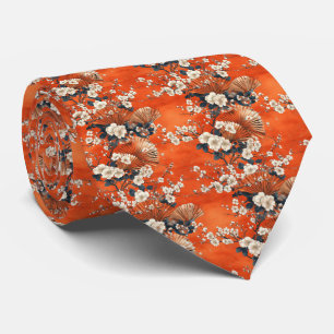 Japanese Cherry Blossom Fan Pattern (1) Tie