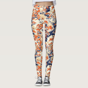 Japanese Cherry Blossom Fan Pattern (2) Leggings