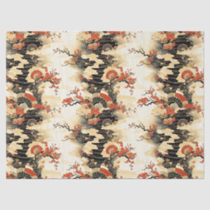 Japanese Cherry Blossom Fan Pattern (3) Tissue Paper