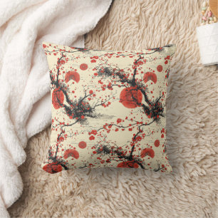 Japanese Cherry Blossom Fan Pattern (4) Cushion