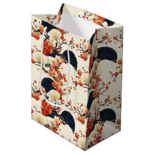 Japanese Cherry Blossom Fan Pattern (6) Medium Gift Bag