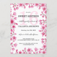 Japanese Cherry Blossom Floral Border Sweet 16