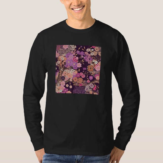Japanese Cherry Blossom Flower Pink Sakura Floral  T-Shirt (Front)
