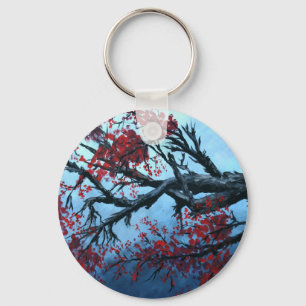 japanese cherry blossom flower tree  oriental art key ring