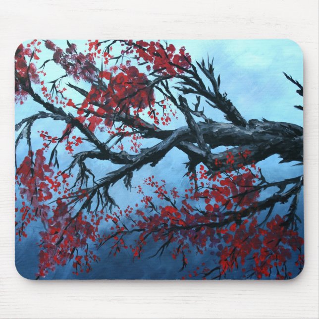japanese cherry blossom flower tree  oriental art mouse pad (Front)