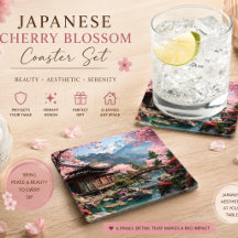 Japanese Cherry Blossom Landscape Coaster Set | El