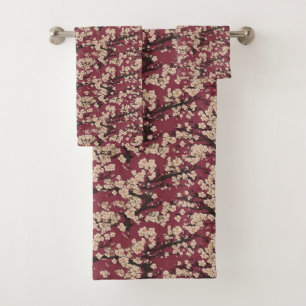 Japanese Cherry Blossom Pattern  Bath Towel Set
