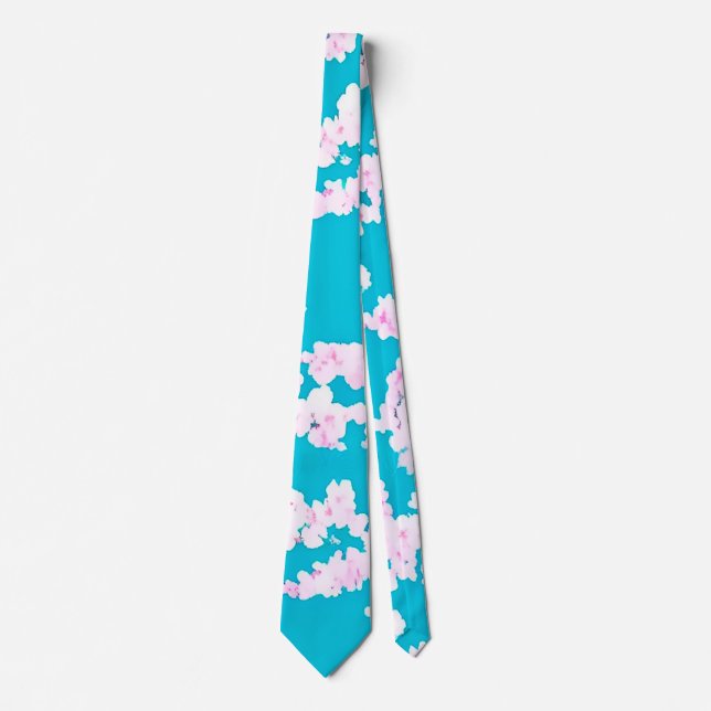 Japanese Cherry Blossom Pattern Spring Blooms Tie (Front)