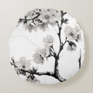 Japanese Cherry Blossom Sakura Round Cushion