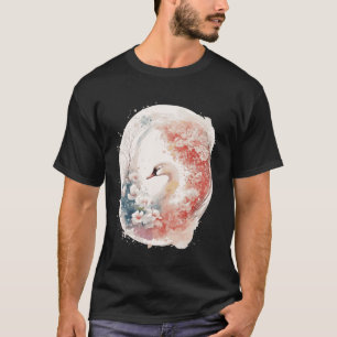 Japanese Cherry Blossom Swan Watercolor Sakura Flo T-Shirt