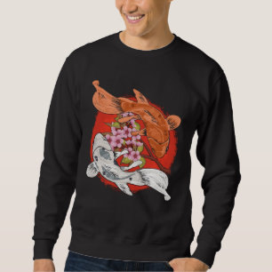 Japanese Cherry Blossom Tree Koi Fish Yin Yang Men Sweatshirt