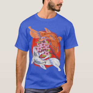 Japanese Cherry Blossom Tree Koi Fish Yin Yang Men T-Shirt