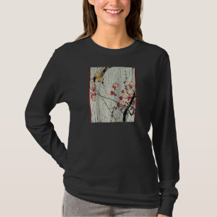 Japanese Cherry Blossom Vintage Graphical Art Wood T-Shirt