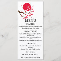 Japanese cherry blossom wedding menu