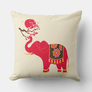 Japanese Cherry Blossom with Red Elephant Cushion