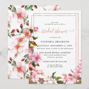 Japanese Cherry Blossoms Floral Bridal Shower Invitation