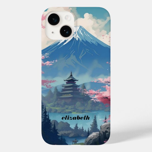 Japanese Cherry Blossoms Mountain I Phone case (Back)