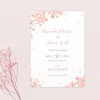 Japanese Cherry Blossoms Save the Date Wedding