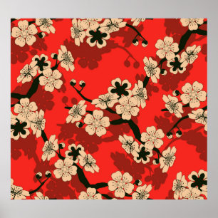 Japanese Cherry Branch: Stylish Poster