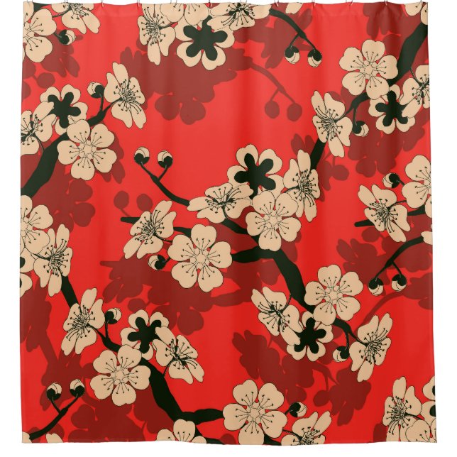 Japanese Cherry Branch: Stylish Shower Curtain (Front)