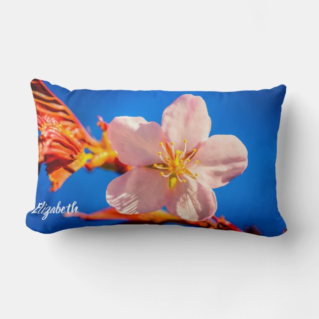 Japanese Cherry Sakura Flower Lumbar Cushion (Front)