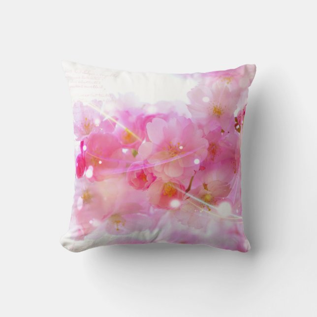 Japanese Cherry Tree with Pastel Pink Blossoms Cushion (Front)